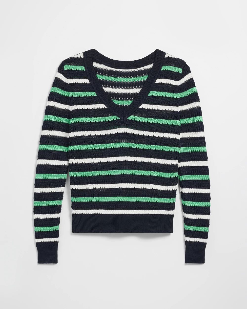 Long Sleeve Stripe V-Neck Pullover Sweater