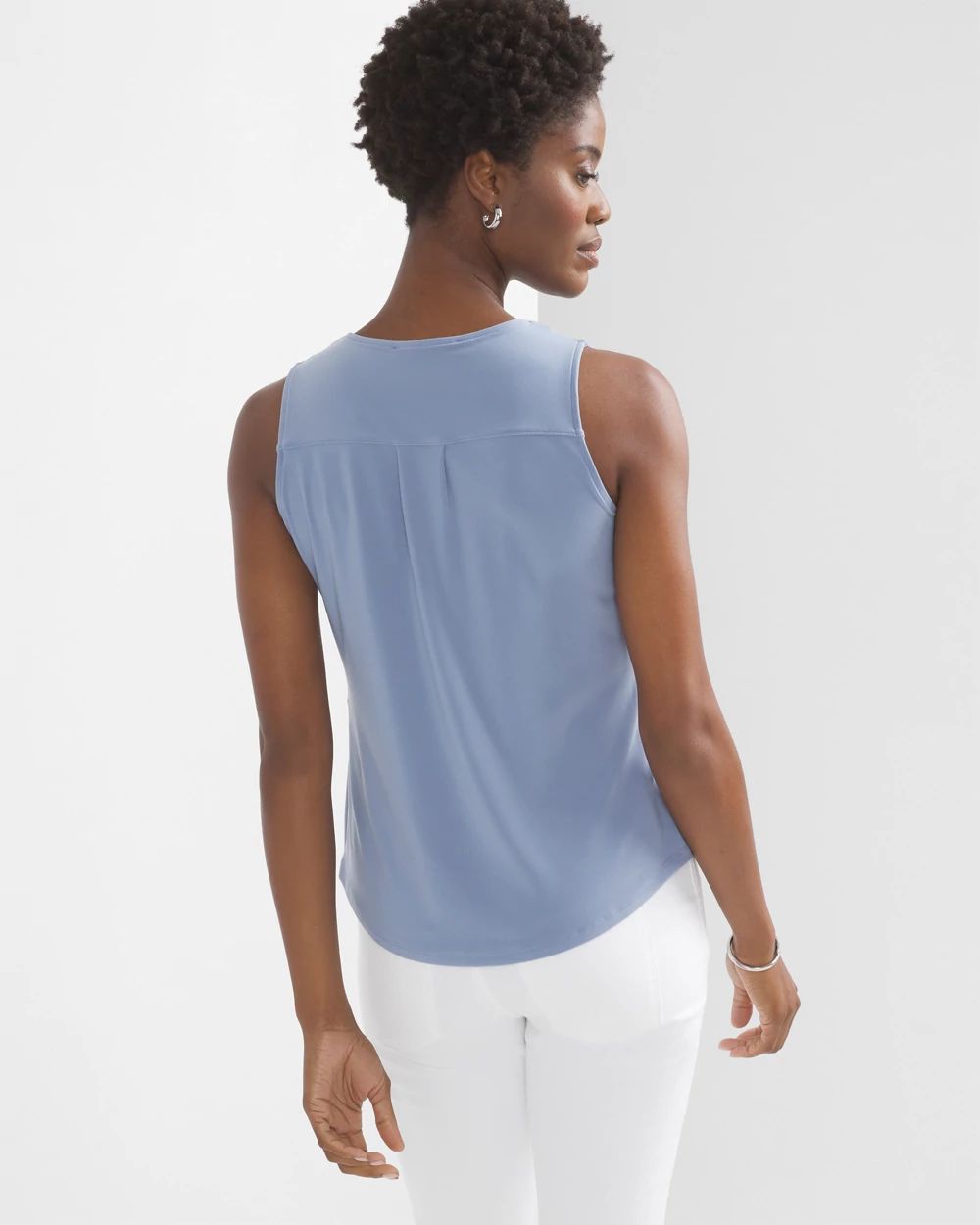 Matte Jersey Lace Notch Neck Tank