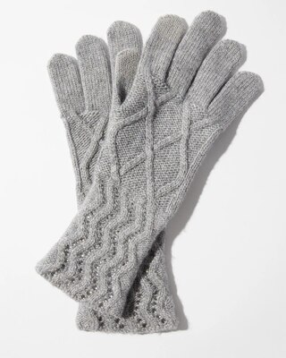 Rhinestone Patterned Gloves