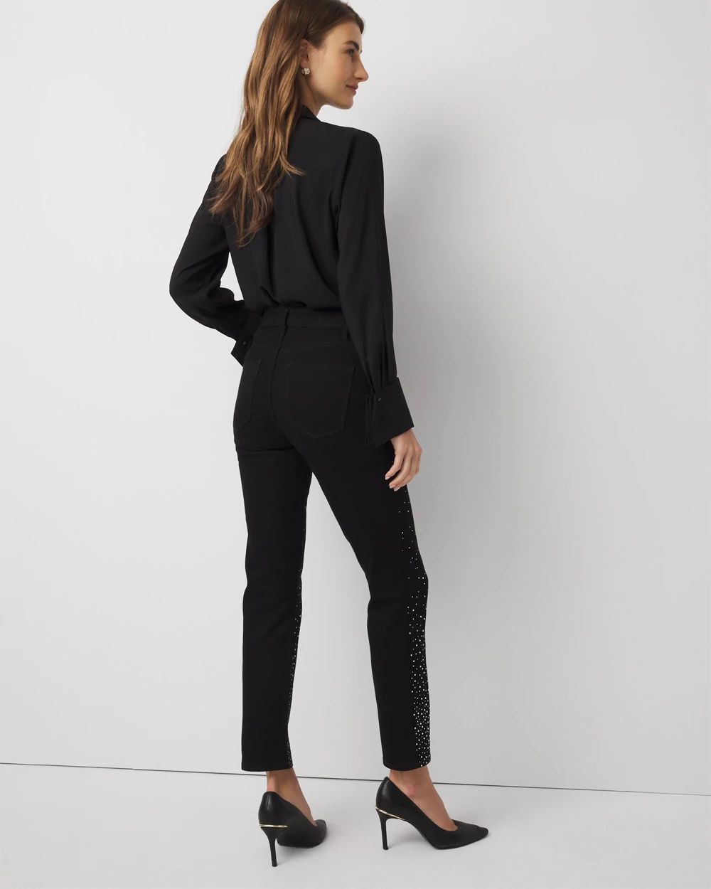 Embellished Mid Rise Slim Jean click to view larger image.