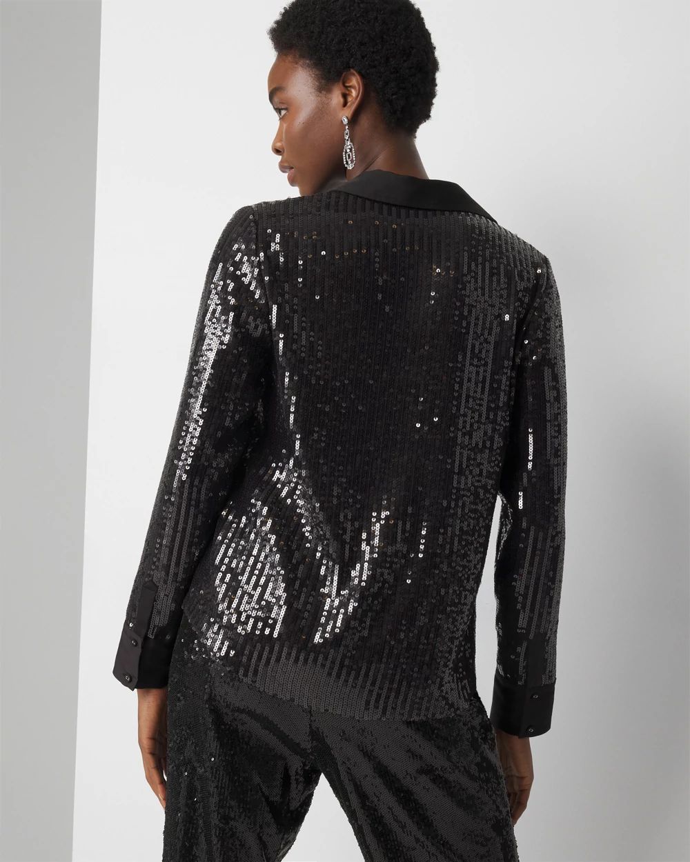 Satin + Sequin Striped Shirt click to view larger image.