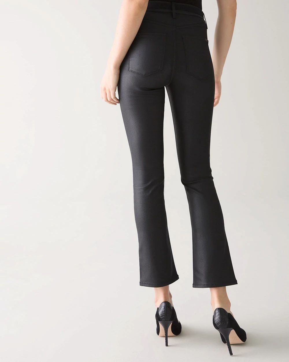 Petite High-Rise Coated Bootcut Crop Jeans click to view larger image.