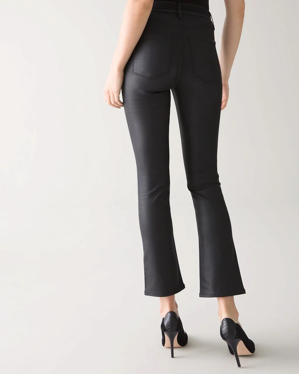 Petite High-Rise Coated Bootcut Crop Jeans