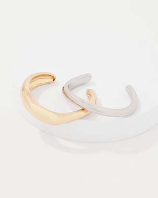 Silver + Gold Sculptural Cuff 2 Pack click to view larger image.