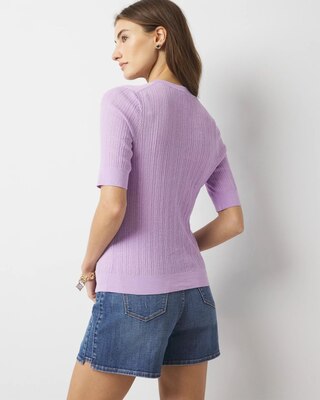 Elbow-Sleeve Henley Sweater click to view larger image.