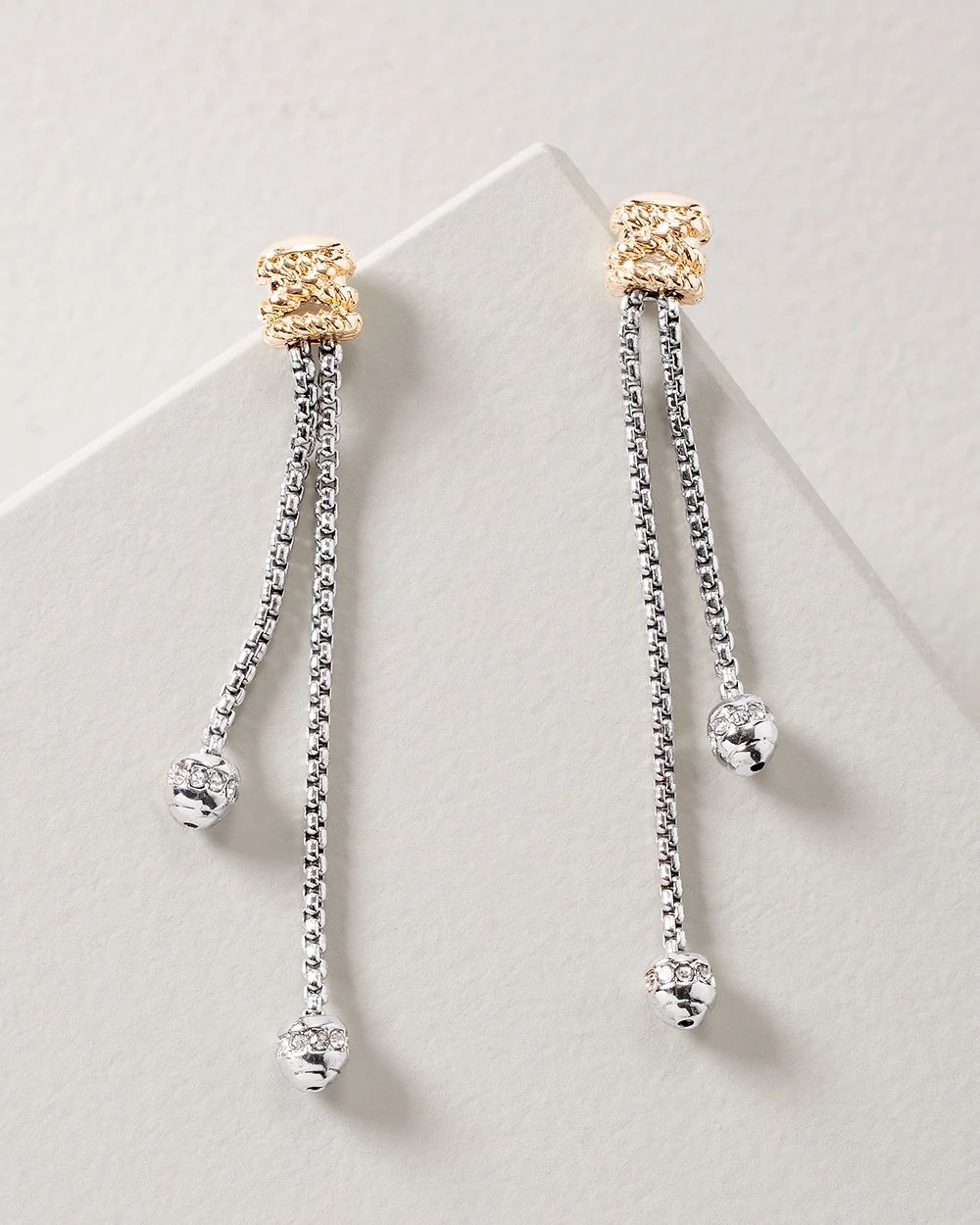 Mixed-Metal Rope Linear Earrings click to view larger image.