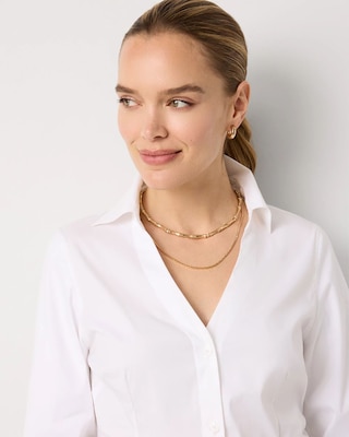 Elbow Sleeve Poplin Shirt click to view larger image.