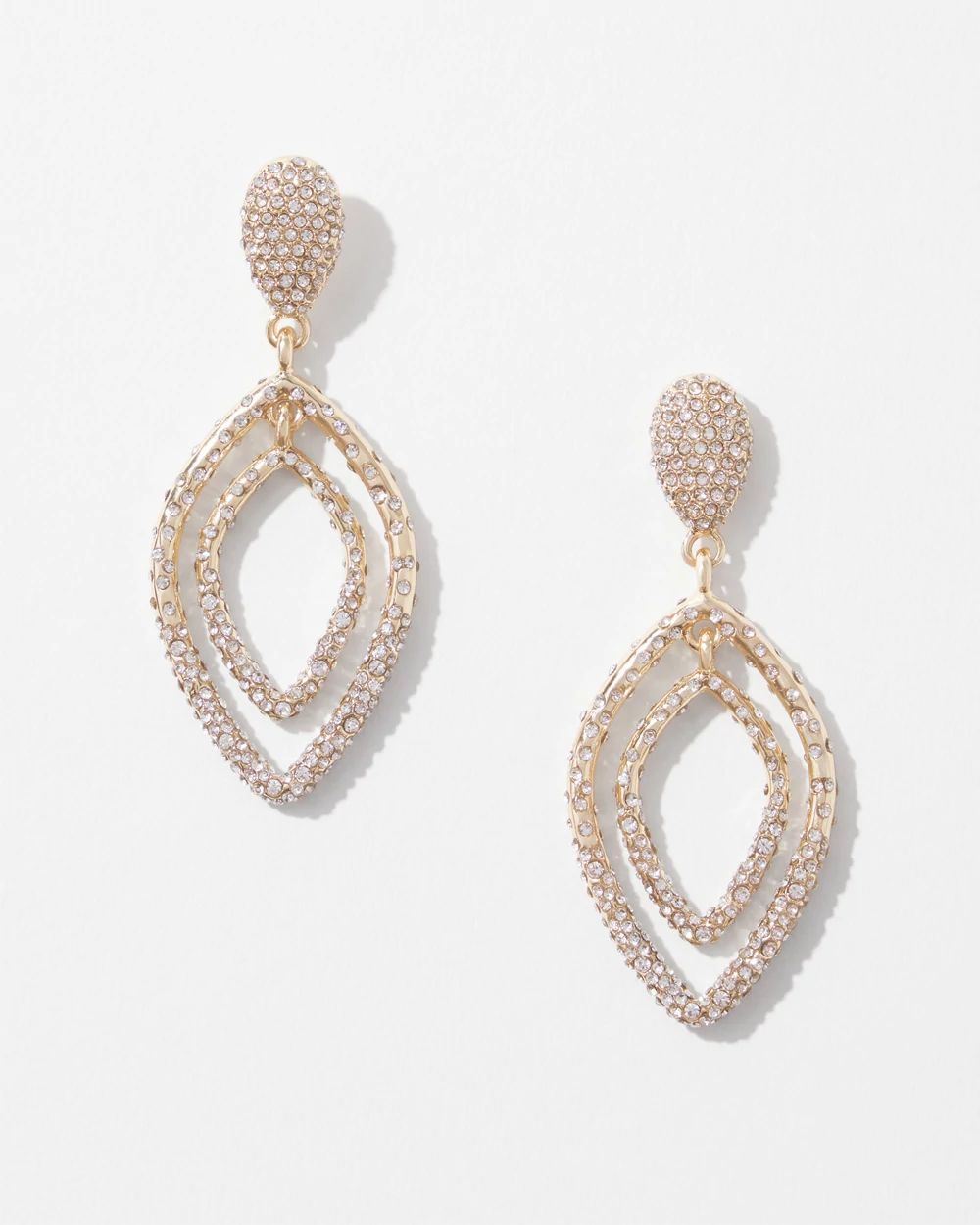 Gold-Dusted Pave Pendant Earrings