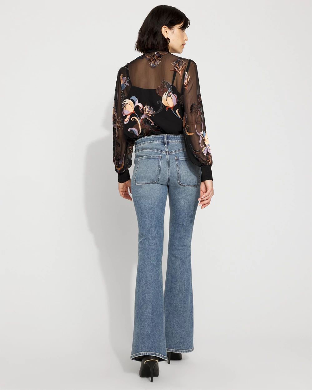 Petite High-Rise Novelty Waistband Flare Jean