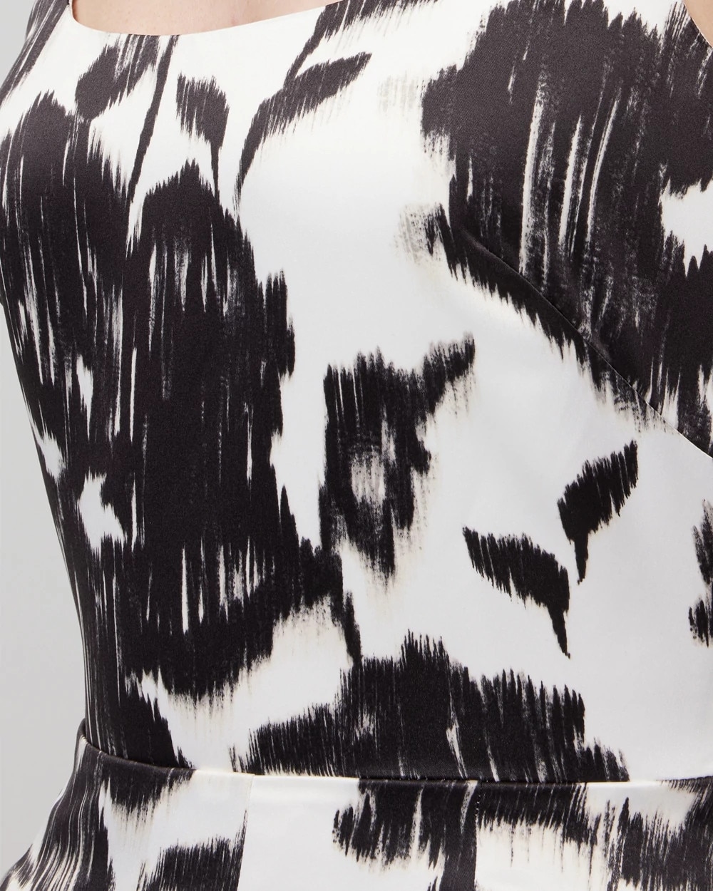 Sleeveless Satin Square Neck Fit-and-Flare Dress