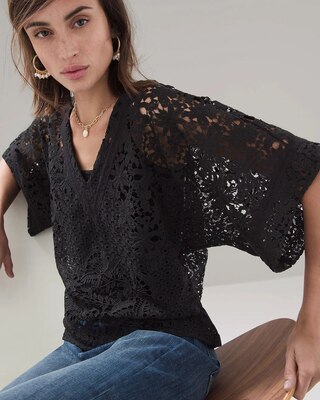 V-Neck Lace Kimono
