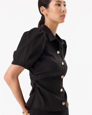 Puff Sleeve Twill Shirt click to view larger image.