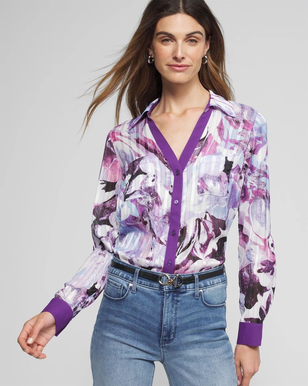 Outlet WHBM Shadow Stripe Shirt