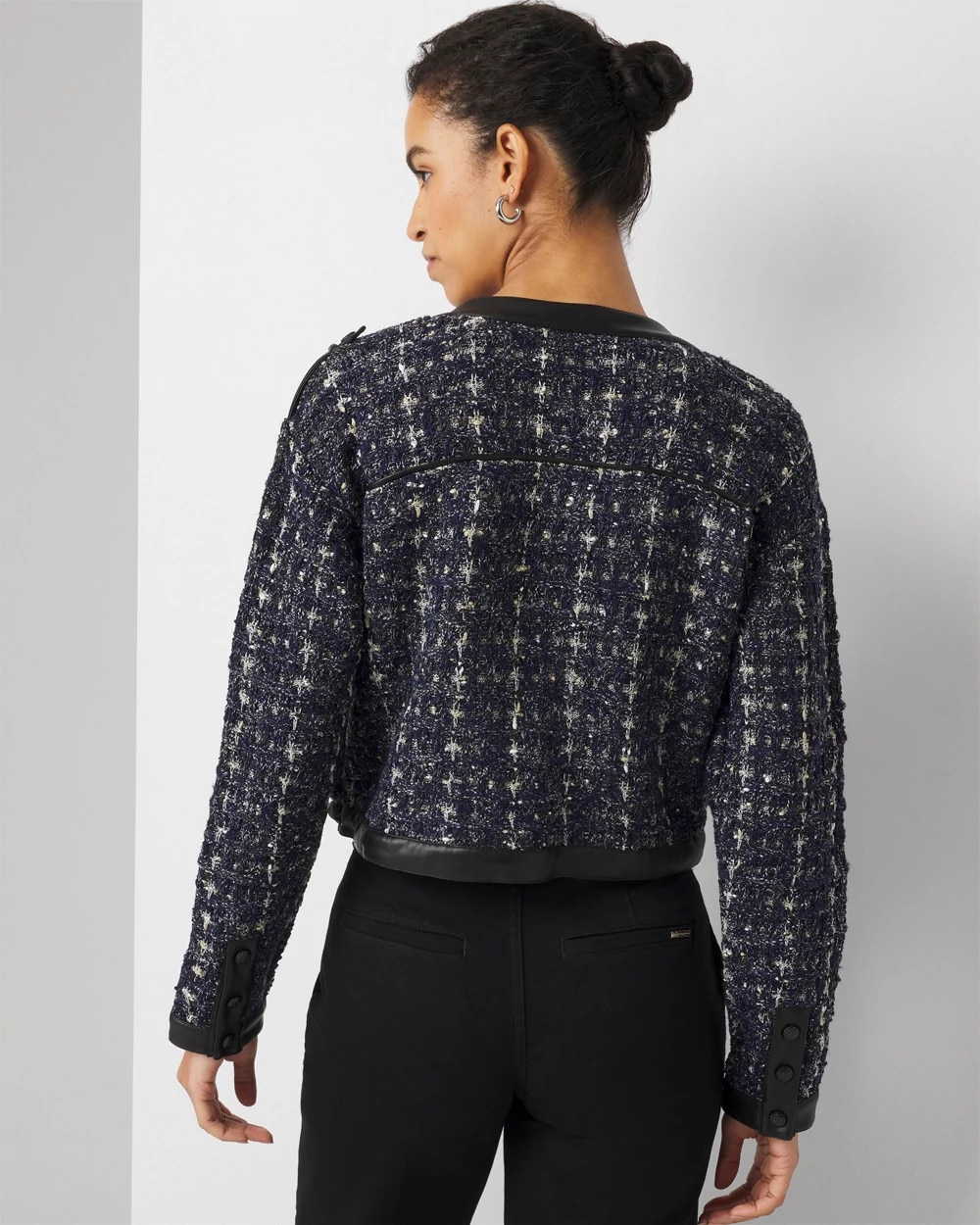 Cropped Tweed Sweater Jacket