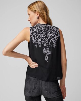 Sleeveless Embroidered Floral Shell