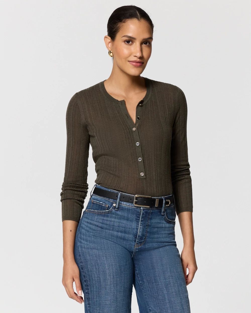 Ribbed Henley Sweater