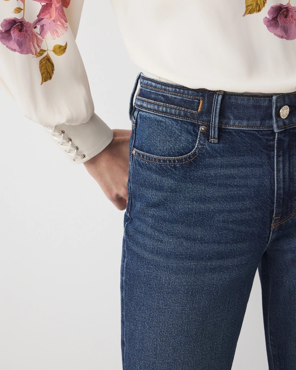 Petite Rigid Stretch Mid Rise Bootcut Jean