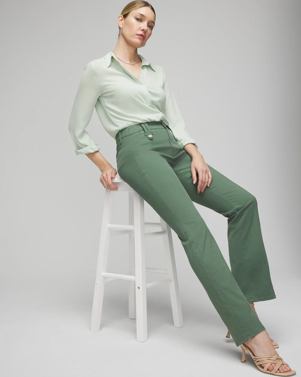 High-Rise Pret Front Seamed Bootcut Pants click to view larger image.