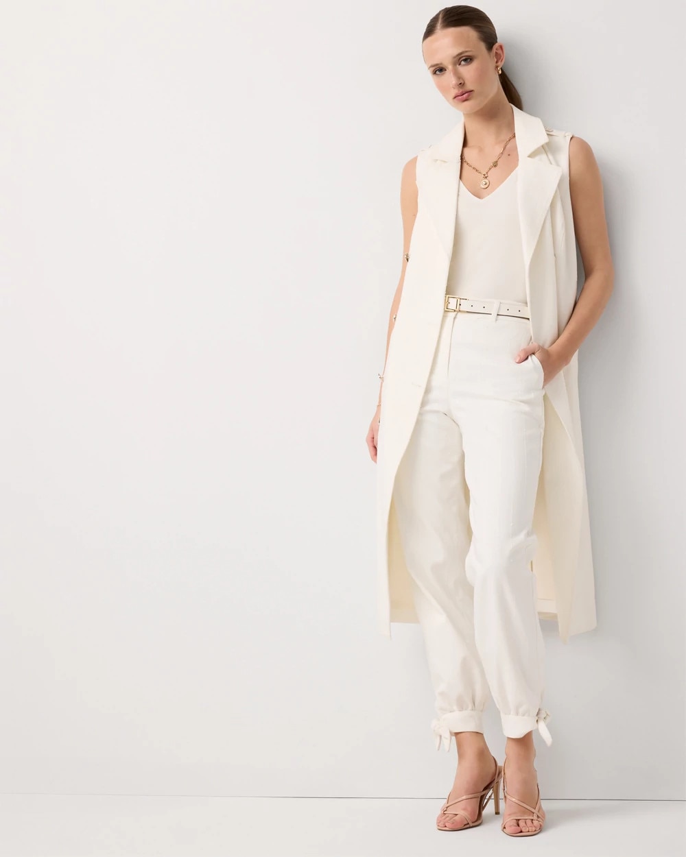 Sequin Pinstripe Tapered Ankle Pant