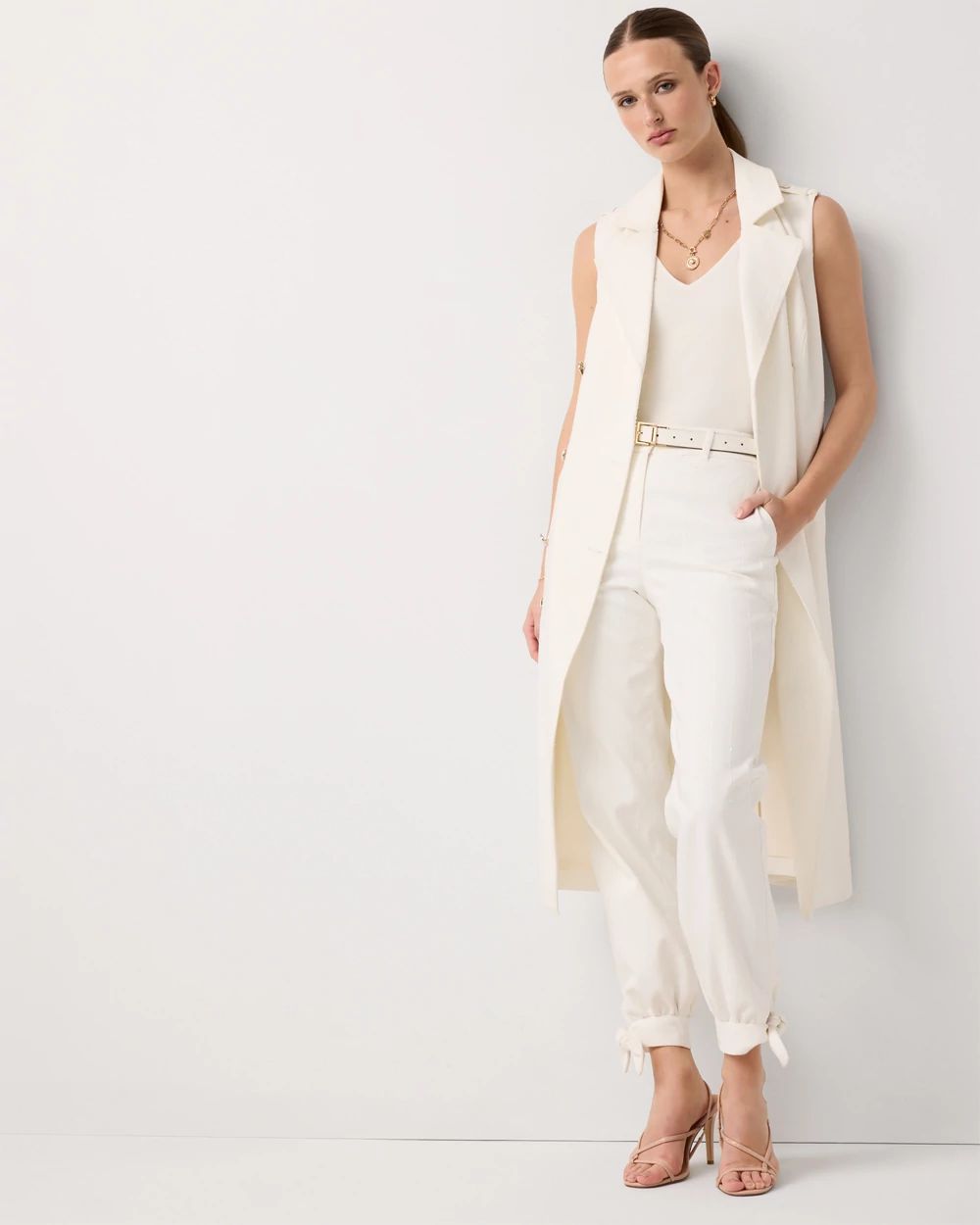 Petite Sequin Pinstripe Tapered Ankle Pant