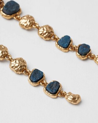 Goldtone and Blue Linear Earrings