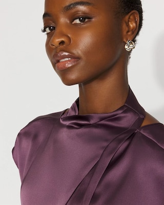 Satin Draped Sleeveless Blouse click to view larger image.