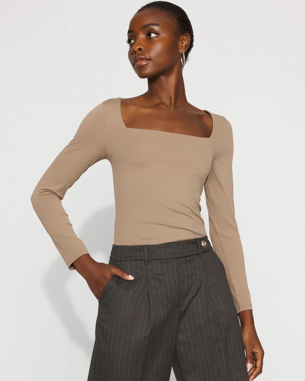 WHBM FORME™ All Ways Stretch Square Neck Long-Sleeve Tee
