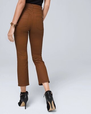 High-Rise Coated Bootcut Crop Jeans