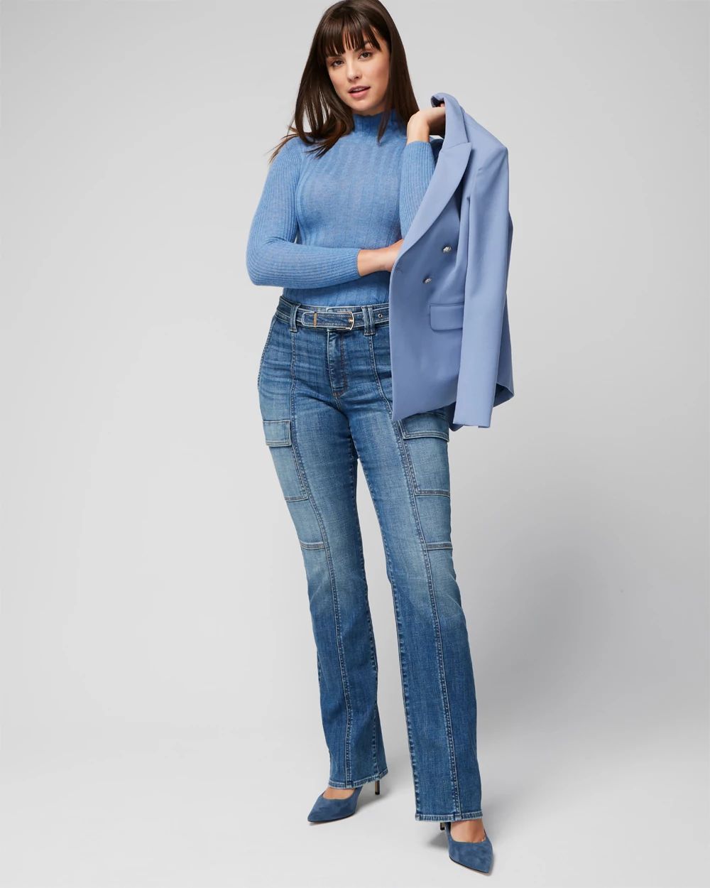 High-Rise Cargo Bootcut Jeans