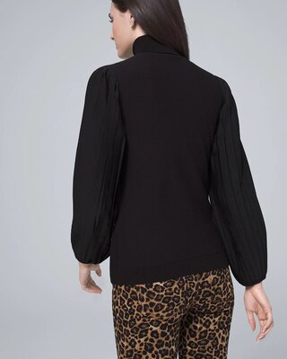 Sheer-Sleeve Turtleneck