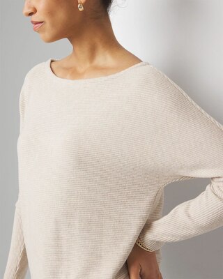 Off-The-Shoulder Ribbed Knit Pullover click to view larger image.