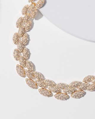 Glass Pearl Pave Collar Necklace
