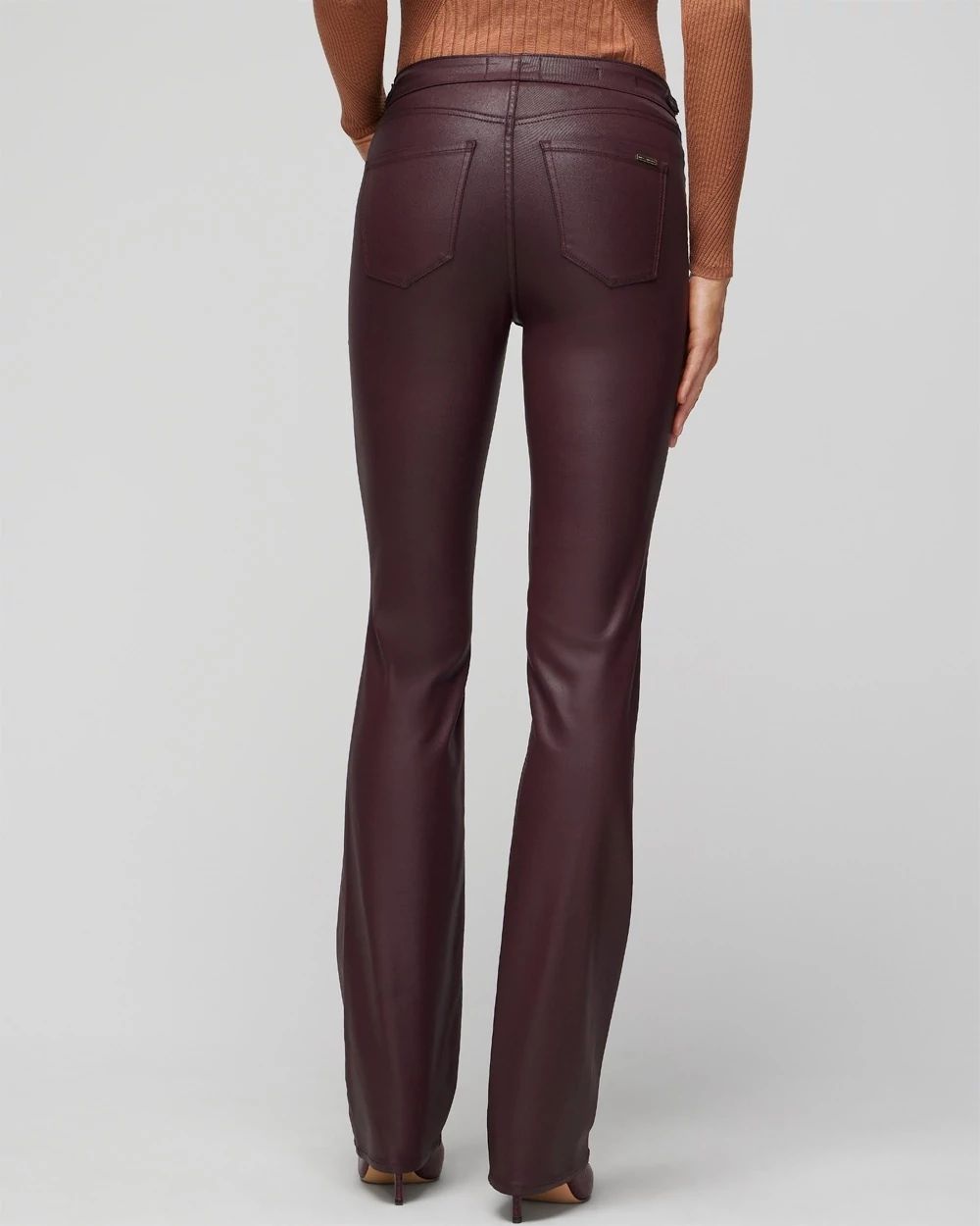 High Rise Coated Horsebit Detail Bootcut Jeans click to view larger image.