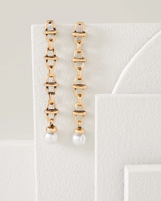 Goldtone & Faux Pearl Earrings click to view larger image.