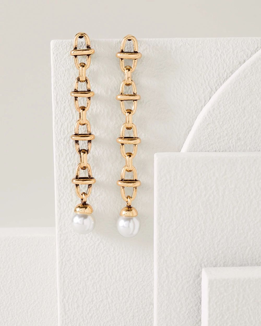 Goldtone & Faux Pearl Earrings click to view larger image.