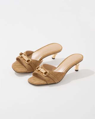Croc Suede Heeled Sandal click to view larger image.