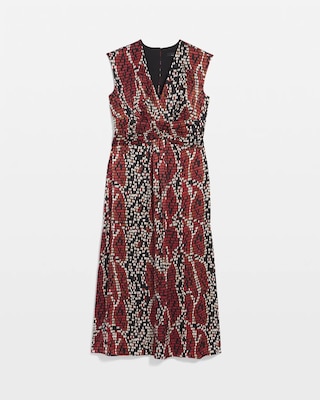 Cap-Sleeve Satin Midi Dress click to view larger image.