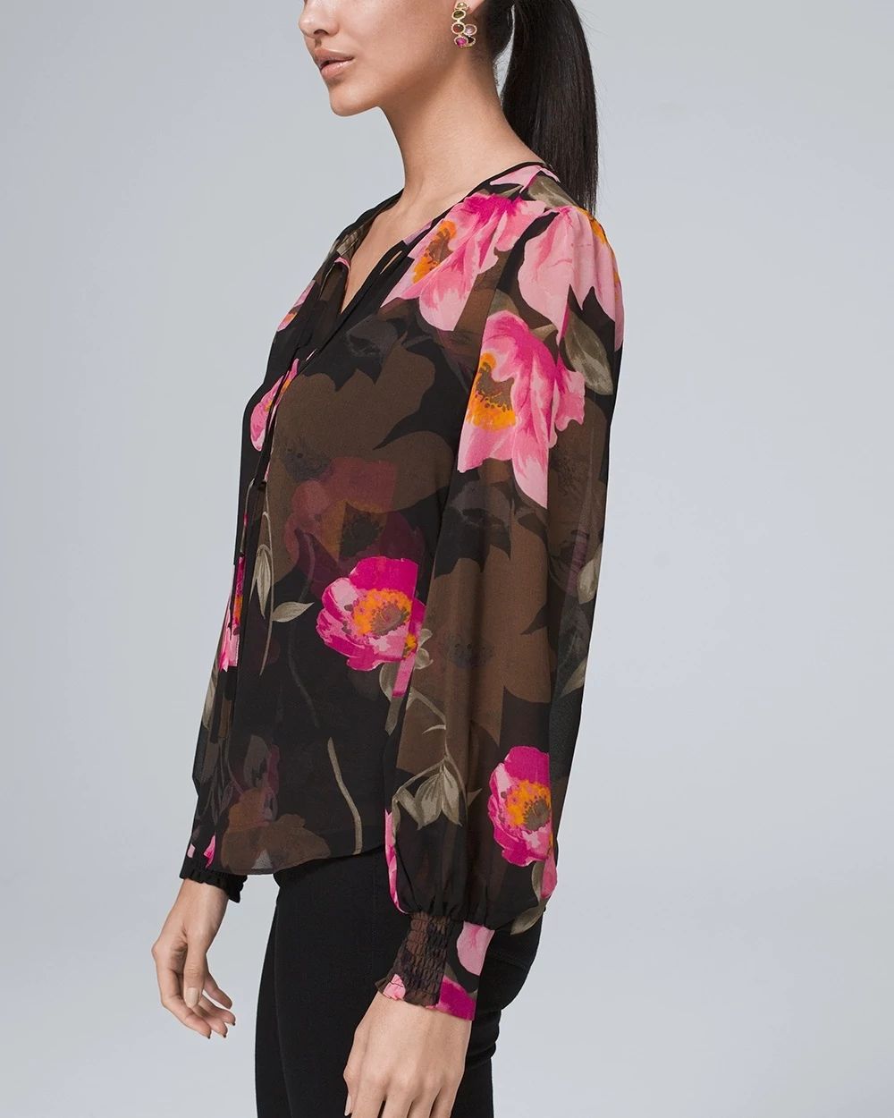 Chiffon Tie-Neck Blouse