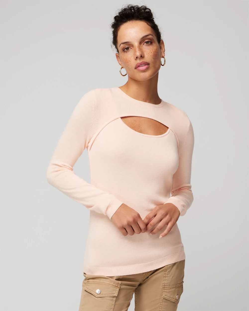 Cashmere Blend Cutout Crewneck Sweater