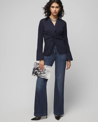 Petite Long Sleeve Twist Poplin Shirt click to view larger image.