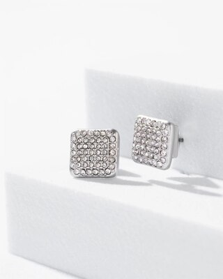 Silver Pave Crystal Stud Earrings