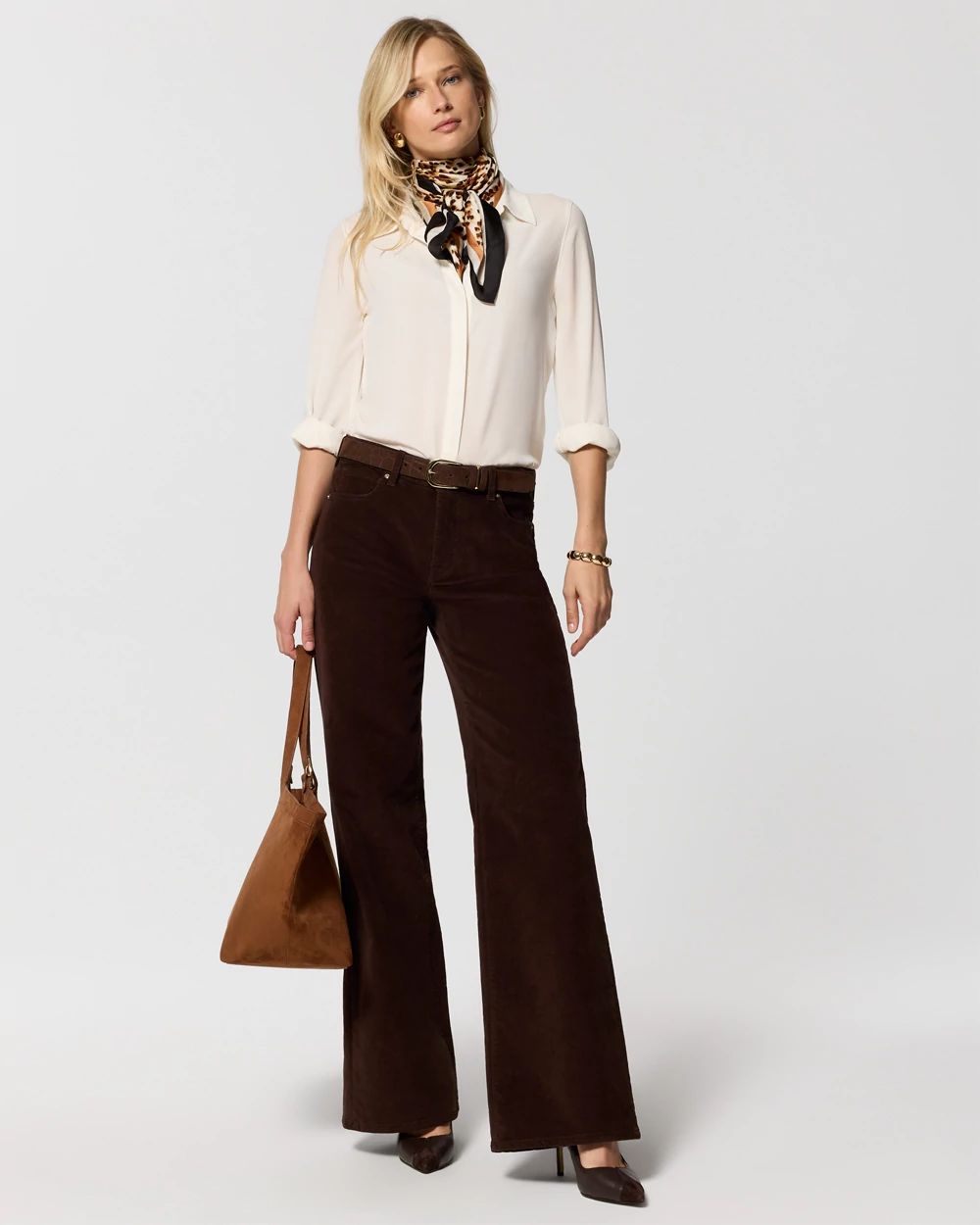 Petite High-Rise Wide Leg Corduroy Jeans click to view larger image.