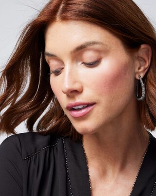 Hematite Crystal Hoop Earrings