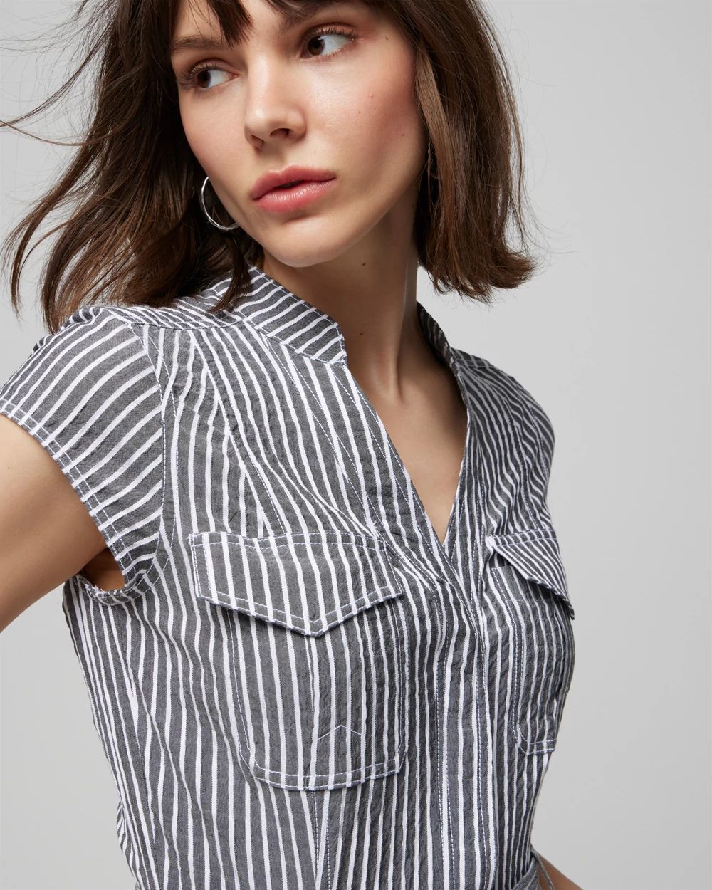 Seersucker Utility Midi Dress