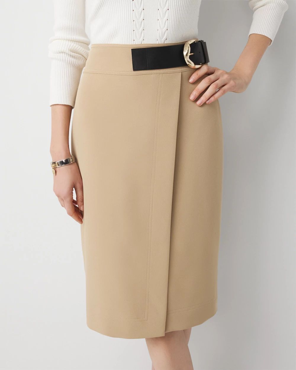 Belted Faux Wrap Skirt