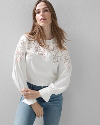 Laser-Cut Floral Blouse