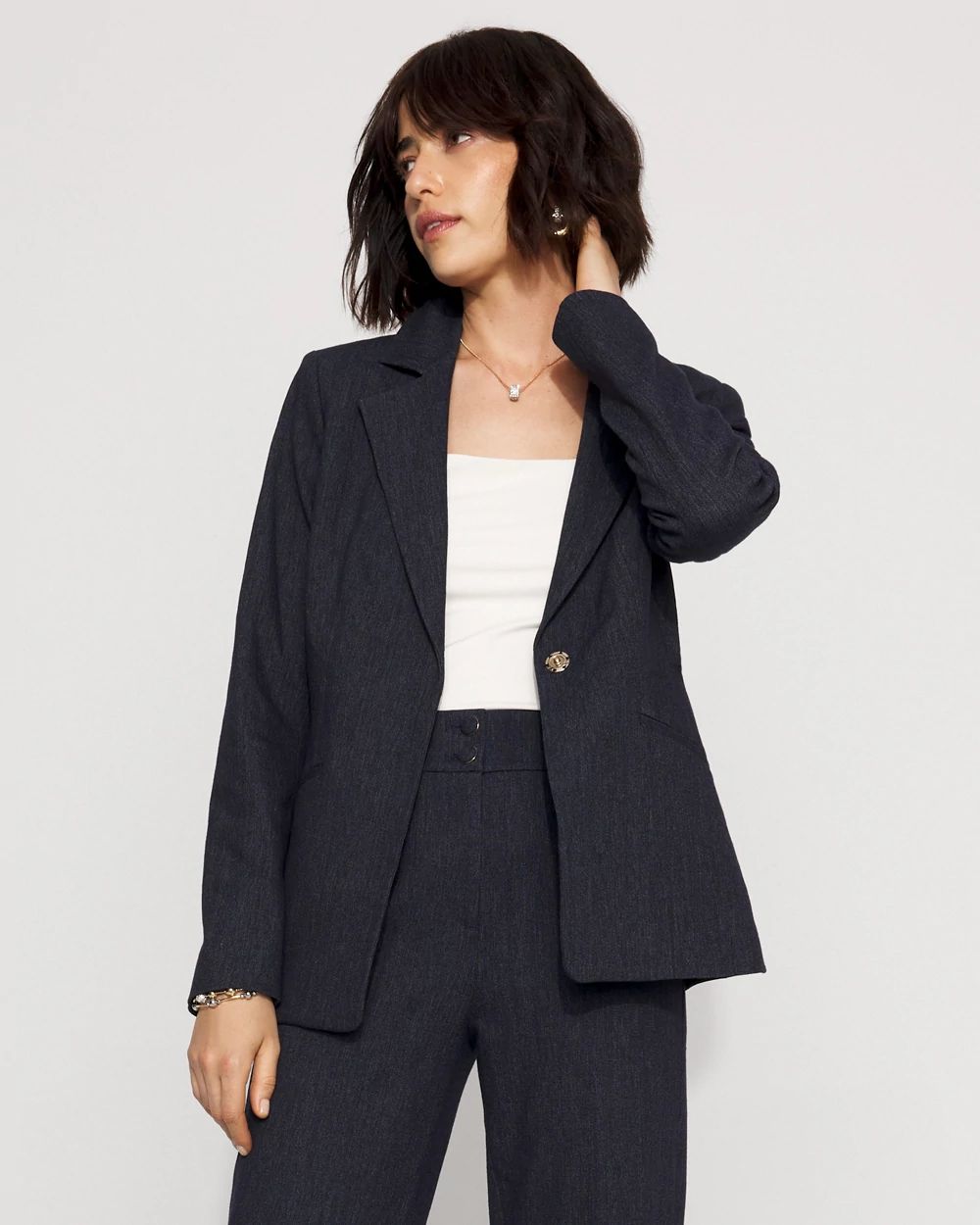 Denim-Look Blazer click to view larger image.