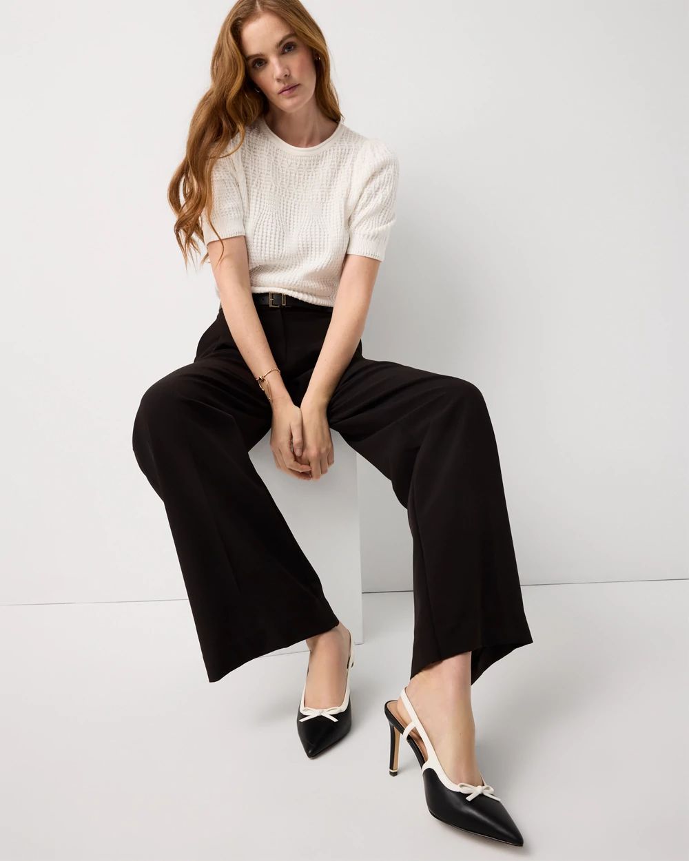 Contrast Bow Slingback Pumps