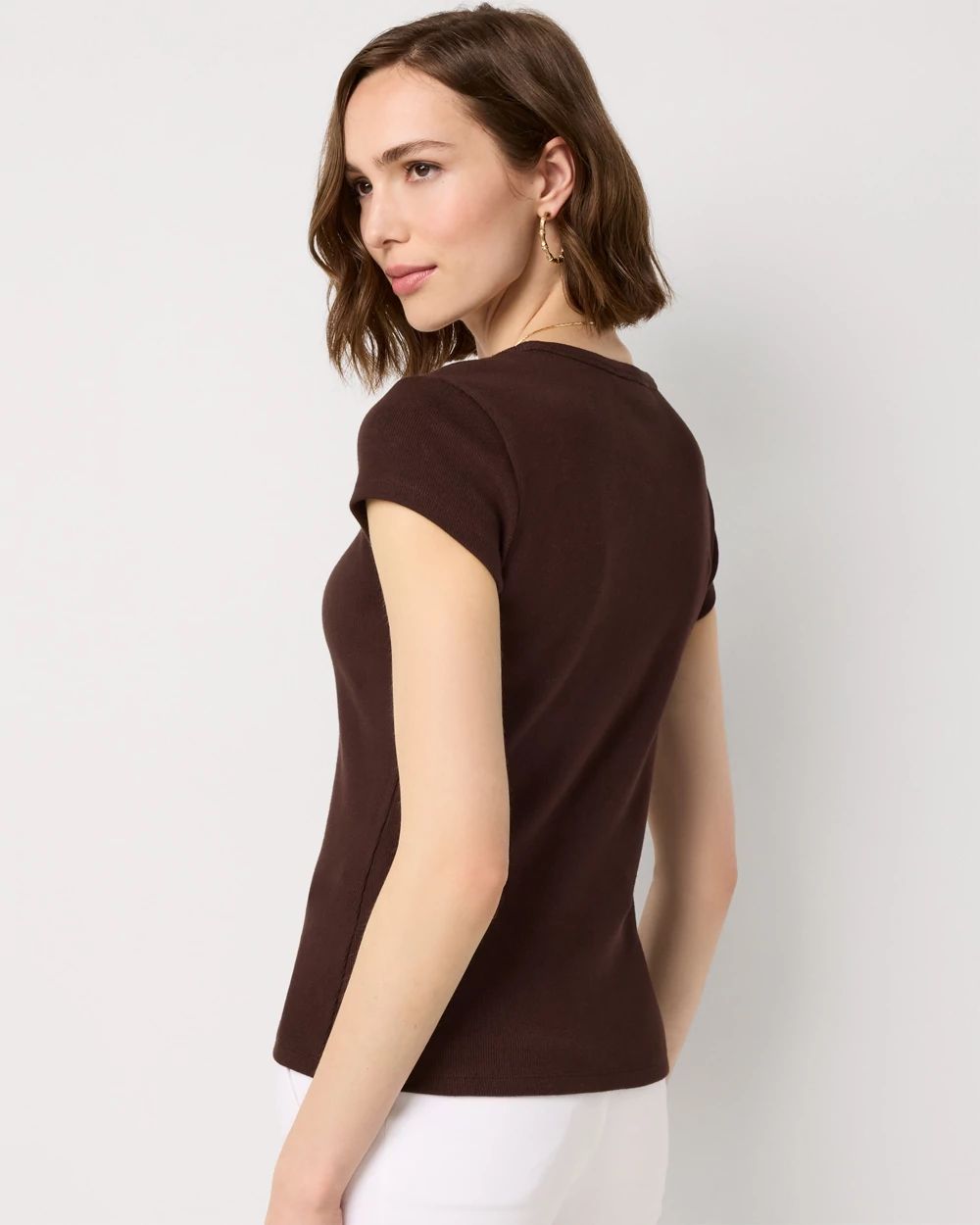 WHBM FORME™ Ribbed Scoop Neck Tee click to view larger image.