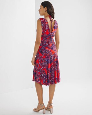 Ruched Tie-Shoulder Midi Dress